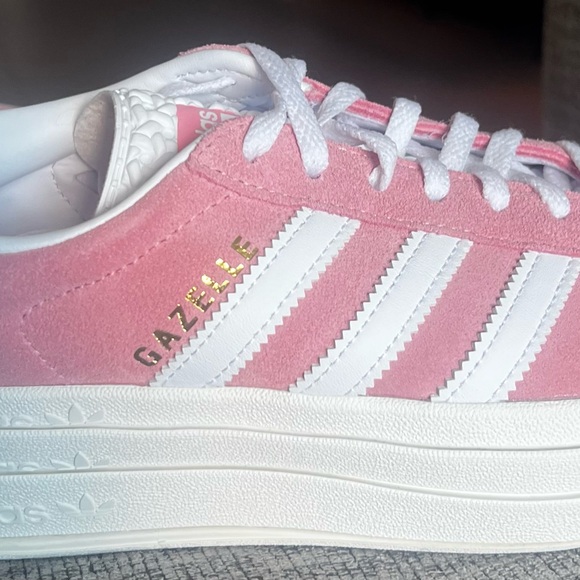 Adidas Women's Pink and White Platform Sneakers - Picture 3 of 12